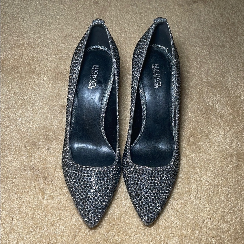 Michael Kors Dorothy Flex Black & Silver Heels
